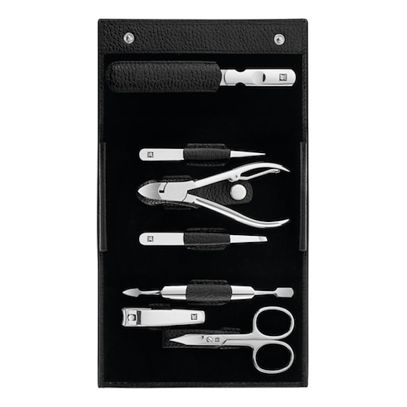 Maniküre Pediküre Set 7tlg. mit Nagelknipser, Leder, schwarz, ZWILLING BEAUTY